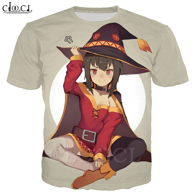 Футболки с 3D принтом для мужчин и женщин Megumin Konosuba Классические уличные Топы