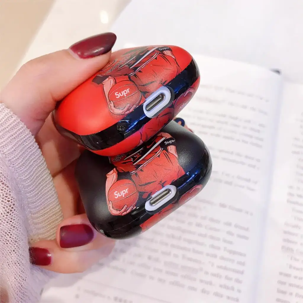 Чехол для AirPods Slam Данк шаблон кожухи головных телефонов для Apple Airpods 2 Чехол Силиконовый мягкий глянцевый IMD защитный чехол
