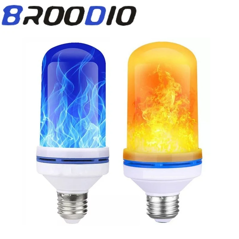 

E27 LED Flame Bulb Room Lamp Ampoule Bombilla LED Light Bulbs 220V 99 LEDs 5W 4 Modes AC 85-265V Yellow/Blue Flame Effect Bulbs