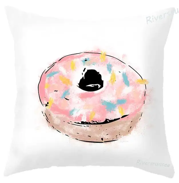 Modern Style Simple Pink Pillow Watercolor House Crane Flower Printed Plush Cushion Geometric English Nordic Cushions For Chair - Цвет: A6