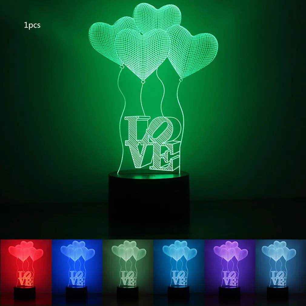 Colorful 3D Night Light 1.5W LOVE Night Light Eye Care LED Light Bedside Night Lamp Home Decoration Birthday Gift