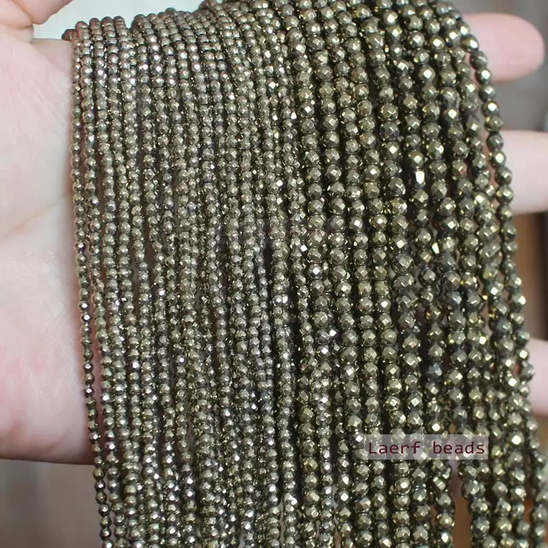 

Natural Faceted Pyrite Round 2mm/3mm/4mm Loose Beads ,For DIY Jewelry Making !