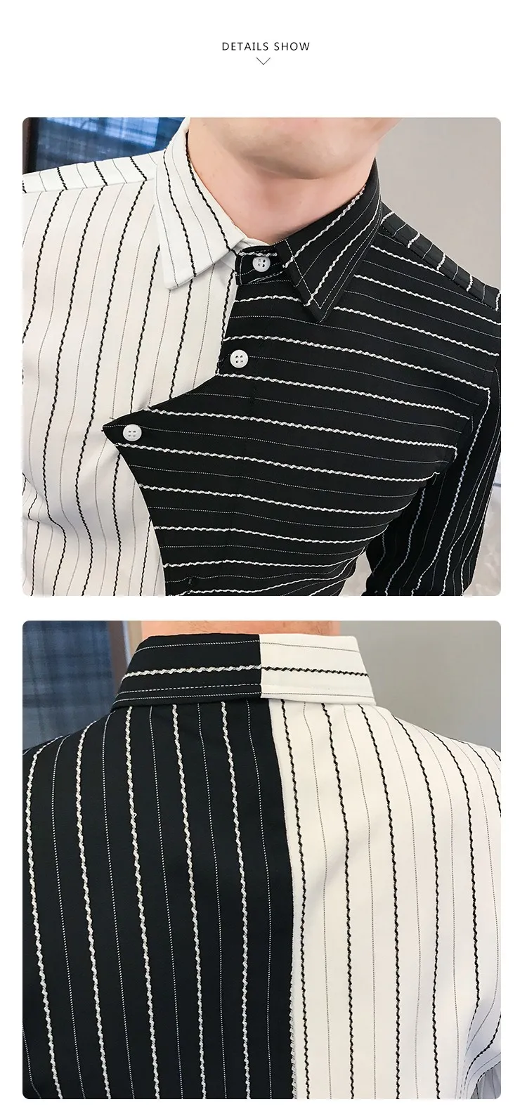 British Style Fashion Men Striped Shirt Autumn Winter Long Sleeve Thick Shirts For Men Streetwear Slim Fit Casual Club Tuxedo