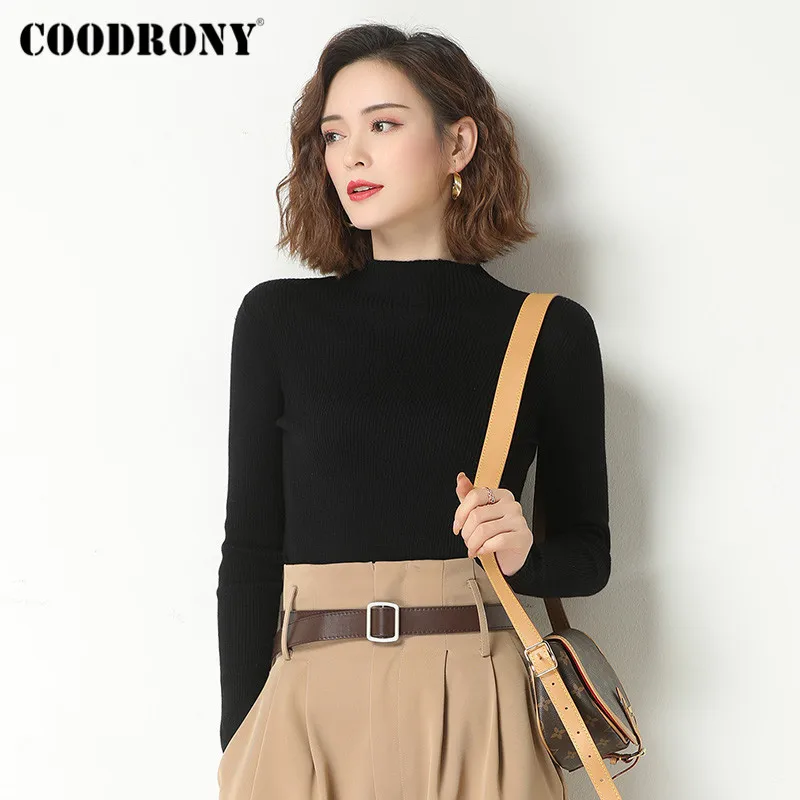 COODRONY Brand Autumn Winter Basic Elegant Slim Pullover Sweaters Women 2020 Knitting Merino Wool Casual Jumper Female W1112
