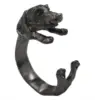 Kinitial Dog Rings Antique Bronze Black Realistic Dachshund Dog Puppy Animal 3D Adjustable Finger Rings anillos mujer ► Photo 3/6