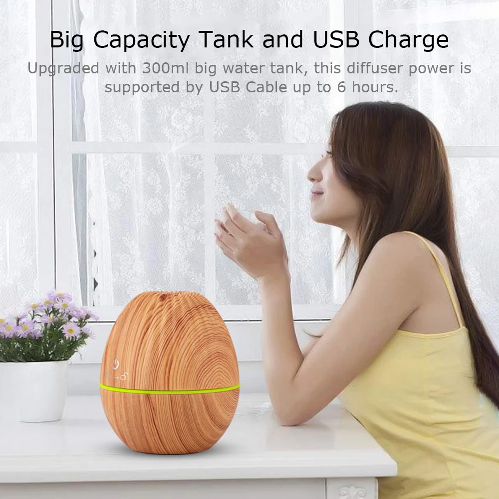 300ml Humidifier Aroma Diffuser Mute USB Air Humidifier Essential Oil Aroma Machine for Home Office With 7 Colors Night Light