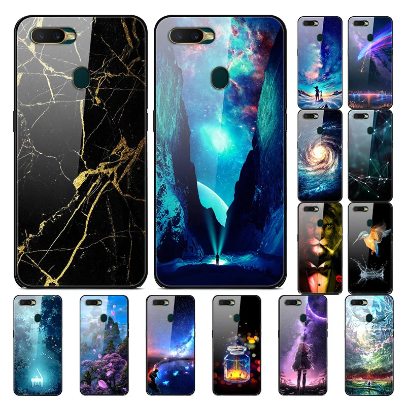 

For OPPO AX7 Case A7 2018 A 7 CPH1901 OPPOA7 Case Hard Tempered Glass Case For OPPO AX7 AX 7 CPH1903 OPPOAX7 Cover Coque