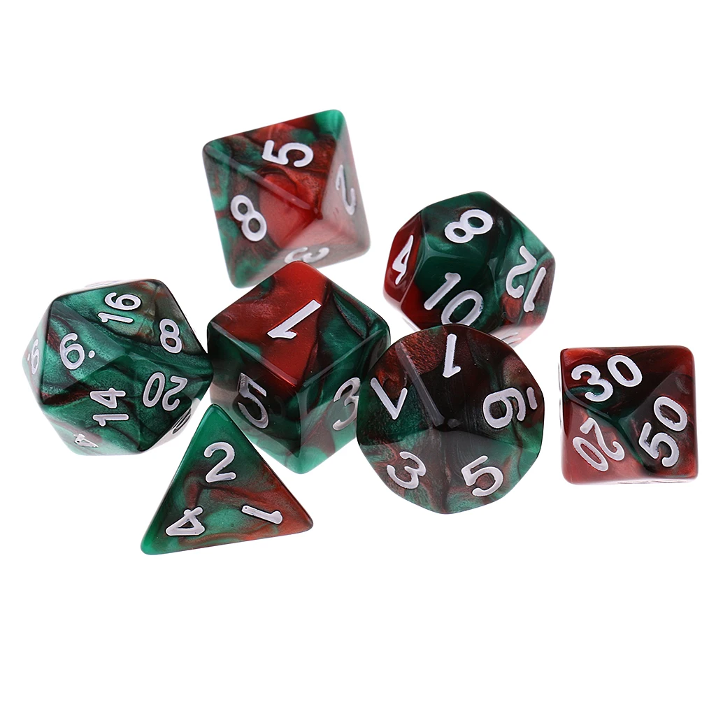 7 Pieces D4 D6 D8 D10 D12 D20 Dices Double-color Multi-Sided Dice Game Cube for Board Game Accessories