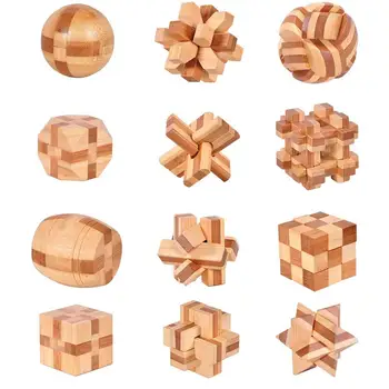 

2020 3D Jigsaw Puzzles Wooden Classic Cube Genius Puzzle And Brain Teasers Jigsaw Lock Educational Toy Gift For Kids And Adults