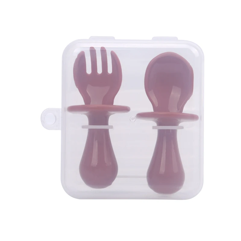 Juego de cubertería de agarre fácil para bebé, Kit de autoalimentación para bebé, cucharas de aprendizaje y horquilla de entrenamiento de alimentación para niños, 8 estilos