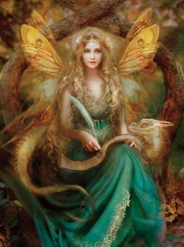 

JMINE Div 5D Butterfly Fairy Dragon Elf Full Diamond Painting cross stitch kits art Portrait 3D paint by diamonds