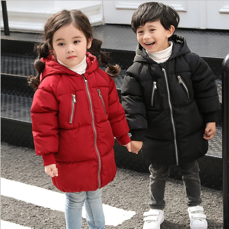 Детское пуховое пальто с хлопковой подкладкой длинное толстое теплое хлопковое