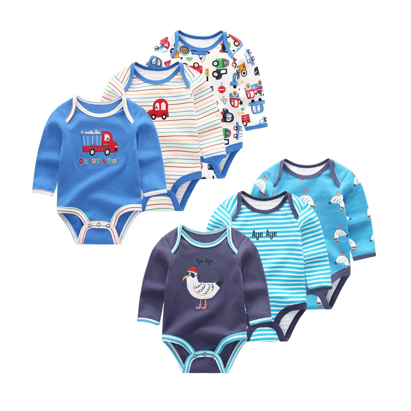 Детский Комбинезон для мальчика из 6 предметов, одежда для девочки Ropa Bebe, комбинезон с длинными рукавами для новорожденных, мягкий хлопковый комбинезон с круглым вырезом и рисунком