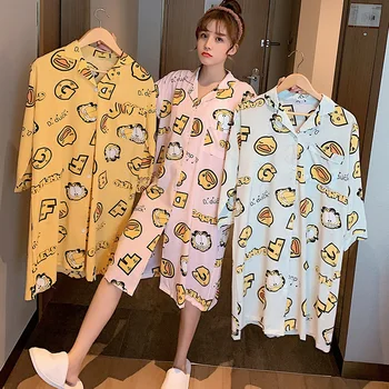 

Women Nightgowns Plus Size Fashion Spring Night Dress Sleepwear Women Sleepshirts Satin Silk Soft Nightie Fresh Women Nightwear