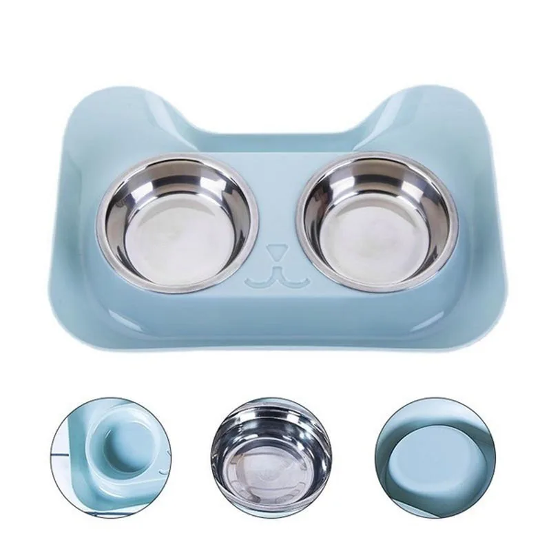 Dog Bowls Stainless Steel No Spill Non-Skid Feeder Bowls Pet Bowl for Dogs Cats Supplies Pet Products Best Selling Pet Supplies - Цвет: Синий