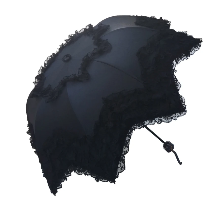 Arched Lace Princess Girl Women Umbrellas Windproof Rainproof UV Protection Anti Sun Parasol Female Ladies 3 Fold Umbrella Gift