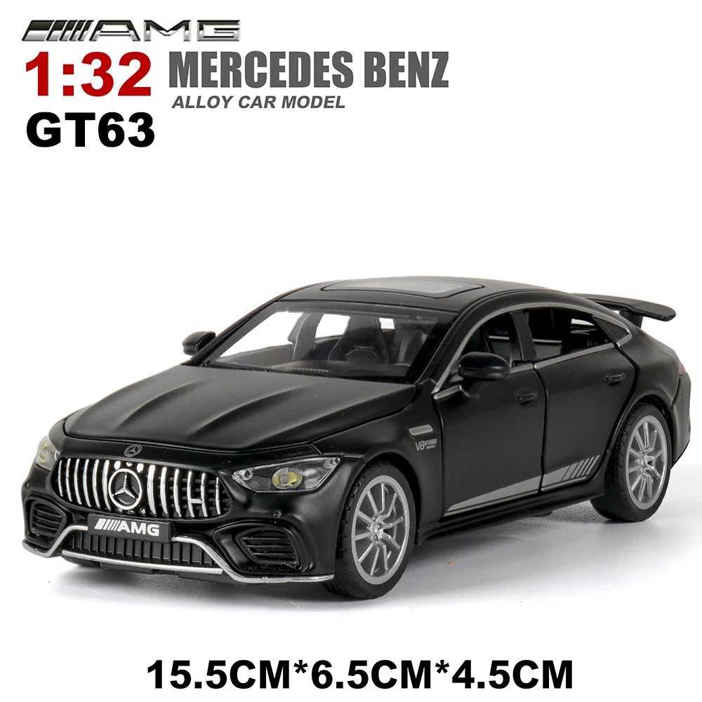 1:32 Car Model Mercedes AMG GT63 Diecasts Toy Vehicles Alloy Racing Sports Sound And Light Pull Back Wheel For Children Thomas - Цвет: Black no box