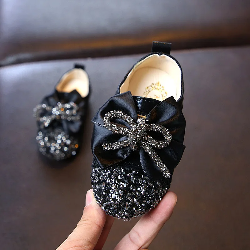 Обувь для маленьких девочек Детская танцевальная обувь с бантом для вечеринки детская Свадебная обувь на плоской подошве для маленьких девочек, размер 21-30