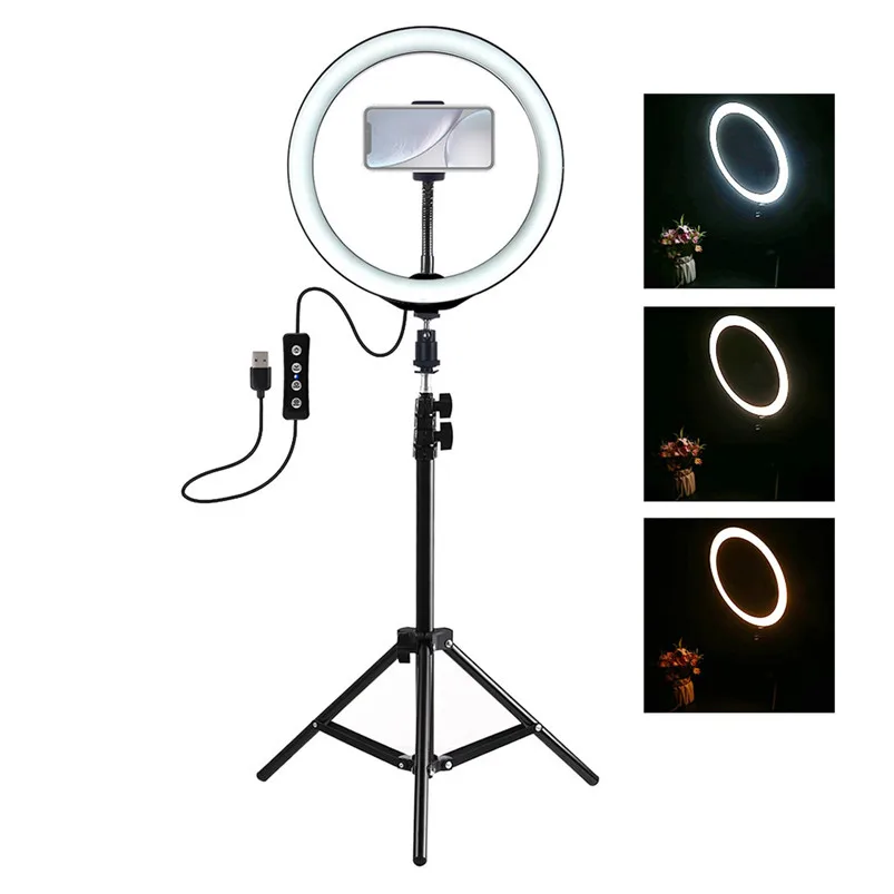 

20LEDs Ring Light 7.6 Inch With Tripod Stand USB 3 Modes LED Light For Live Stream Make Up Light Lamparas 40AUG29