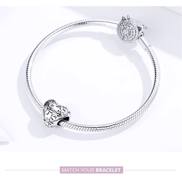 Подходит для браслета Pandora, 925 пробы, серебряное дерево, листья, сердце, бусины, S925 Белый CZ цветок, подвески в виде ветки для изготовления ювелирных изделий