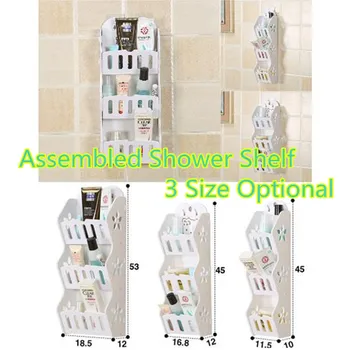 

Assembly Bathroom Wall Storage Rack Simple Home Hanging Shelf DIY Wood Shower Shelf Wall Mounted Skin Care Products Organizer