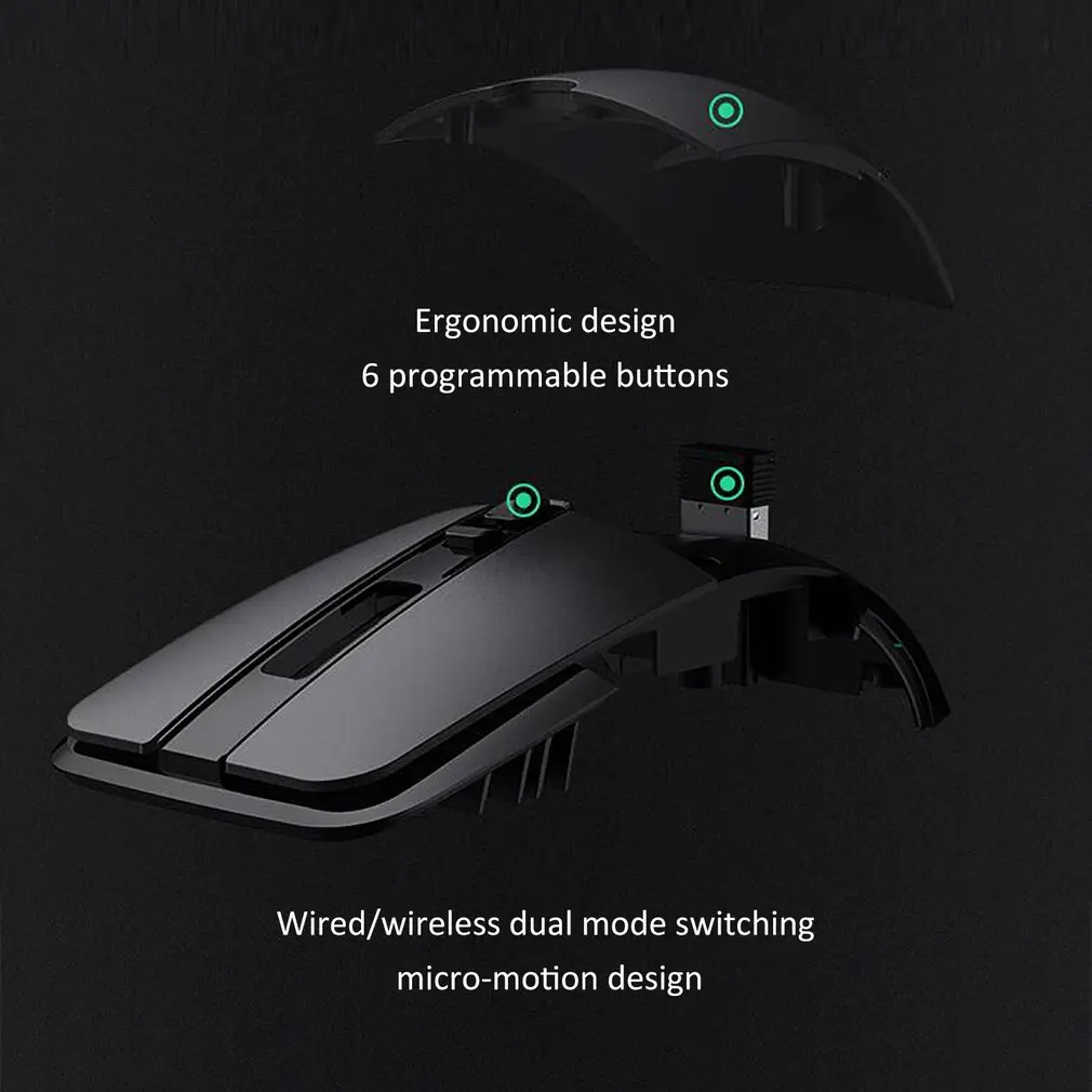 Оригинальная Беспроводная игровая мышь Xiaomi USB 2,4 ГГц 7200 dpi RGB подсветка перезаряжаемая компьютерная мышь геймер оптическая