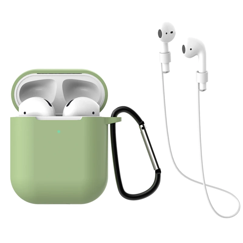 Чехол для наушников OTTWN для apple Airpods 2, мягкий силиконовый простой чехол для наушников для apple airpods 2, чехол для наушников, веревка против потери - Цвет: MGW