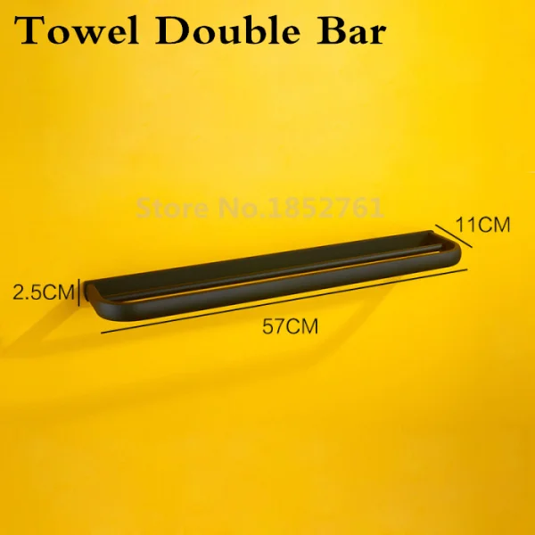 Медное полотенце Аксессуары для ванны кольцо туалетной бумаги подставка для кружек мыльница полотенце бар халат крючок черный набор сантехники - Цвет: Towel Double Bar