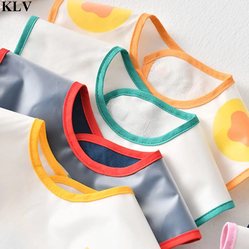 KLV 2 шт./компл. новая одежда для детей с длинным рукавом свободное Водонепроницаемый анти под высоким давлением стерео детские едят кормления Bib Комплект, размер от 6 до 24 месяцев