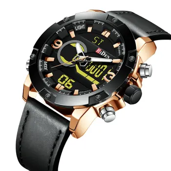 

BIDEN Military Sports Watches Men Waterproof Army Quartz Analog Digital Clock Leather Strap Luxury Brand LED Display Wrist Watch