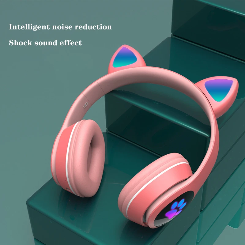 Светодиодный милые кошачьи уши Беспроводной наушники Bluetooth 5 0 игровая гарнитура