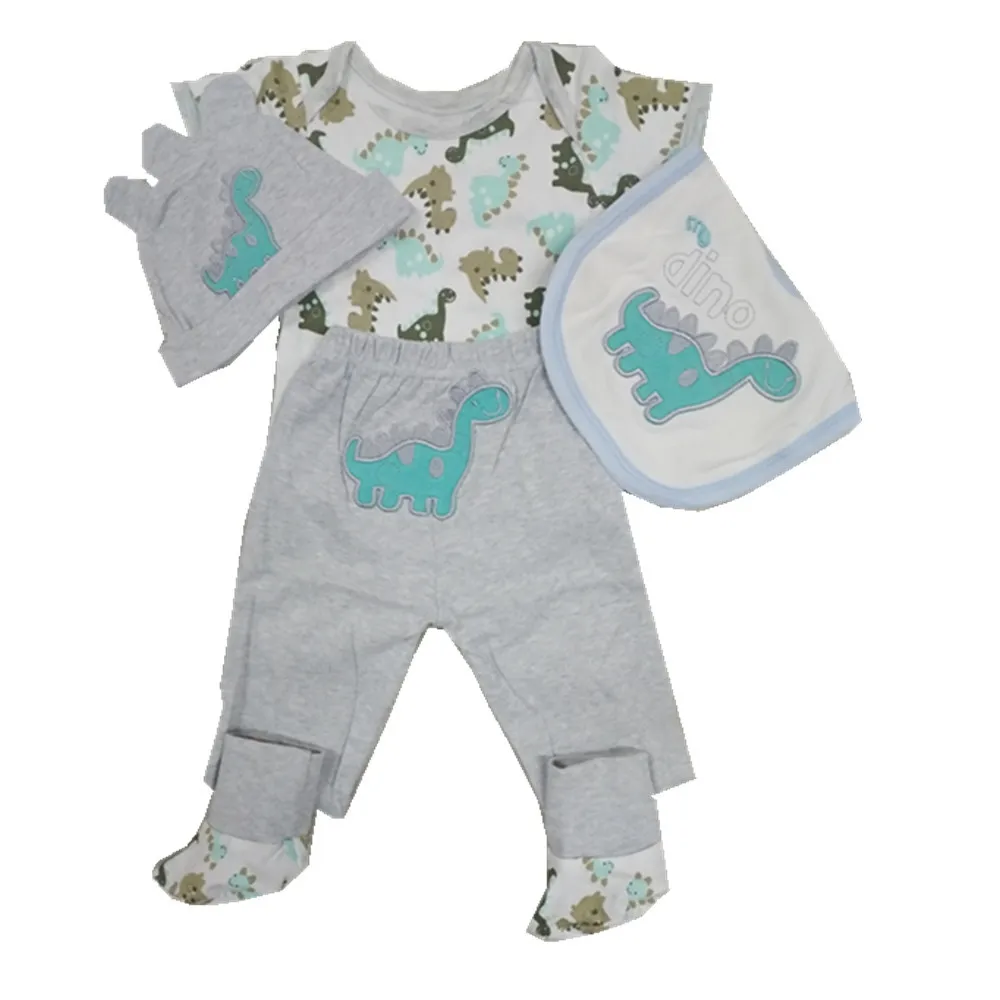 

Cute Toddler Kid boy short sleeve tops Cartoon dinosaur print clothes Set Outfit Suit doll reborn baby Summer Infant Clothing