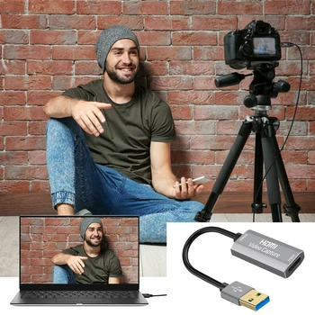 

Portable Conference 1080P 60fps Audio Aluminum Alloy High Speed Plug And Play Meeting Broadcast HDMI To USB Video Card