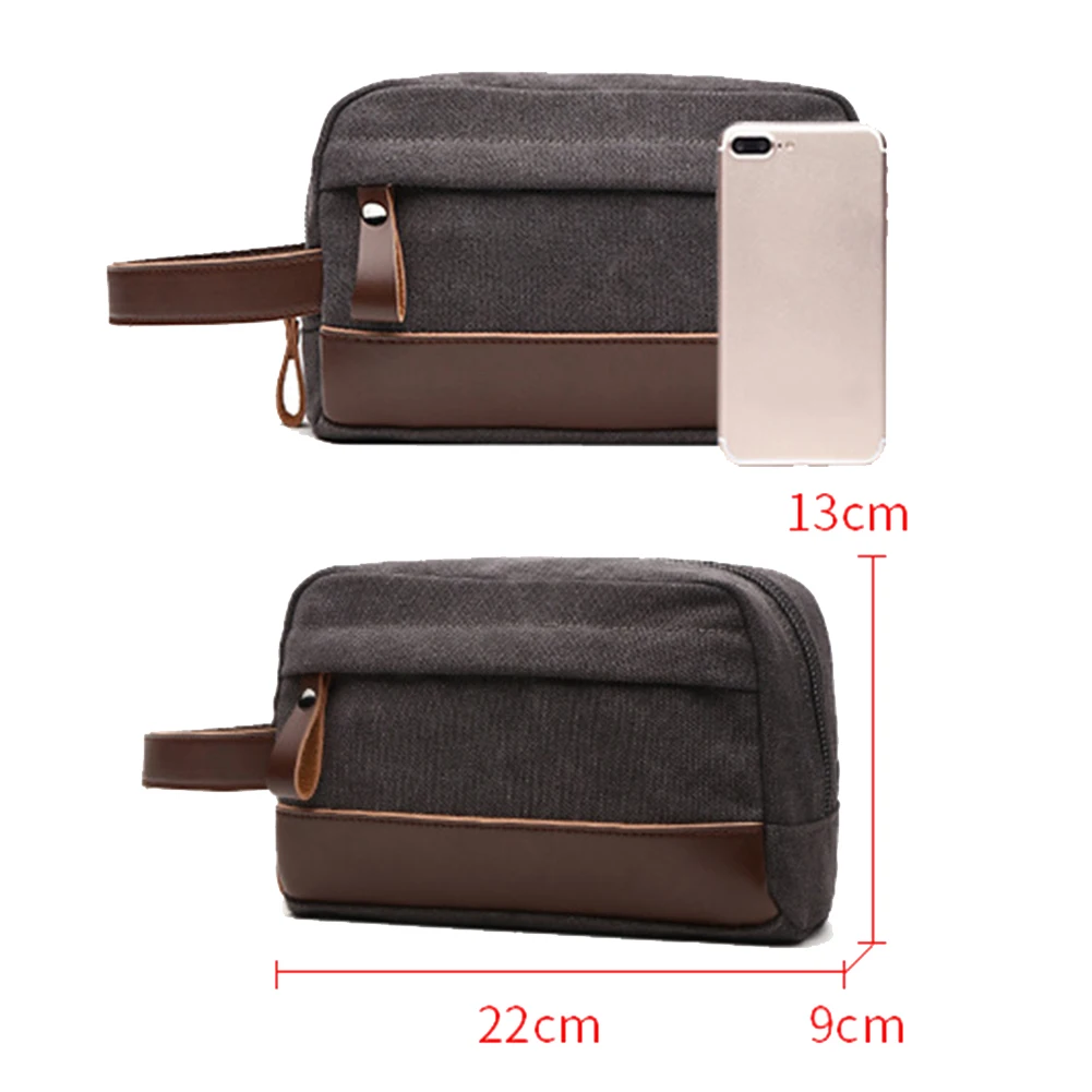 Vintage Men Travel Cosmetic Makeup Storage Canvas Toiletry Bag Shaving Dopp Kit