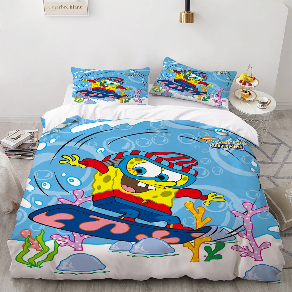 3 Pieces Bedding Set 3D Printed Duvet Cover SpongeBob Pattern Bed Set Comforter Cover Bedding Sets Bed Set Home Dorm Quilt