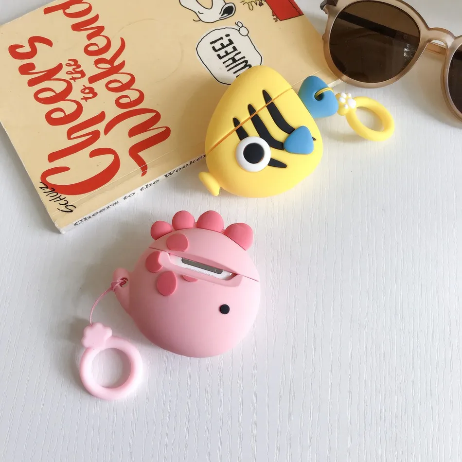 3D Силиконовый наушник чехол для Airpods 2 Чехол милые собаки Краб мультипликационные наушники чехол для Apple Air pods чехол для Earpods брелок