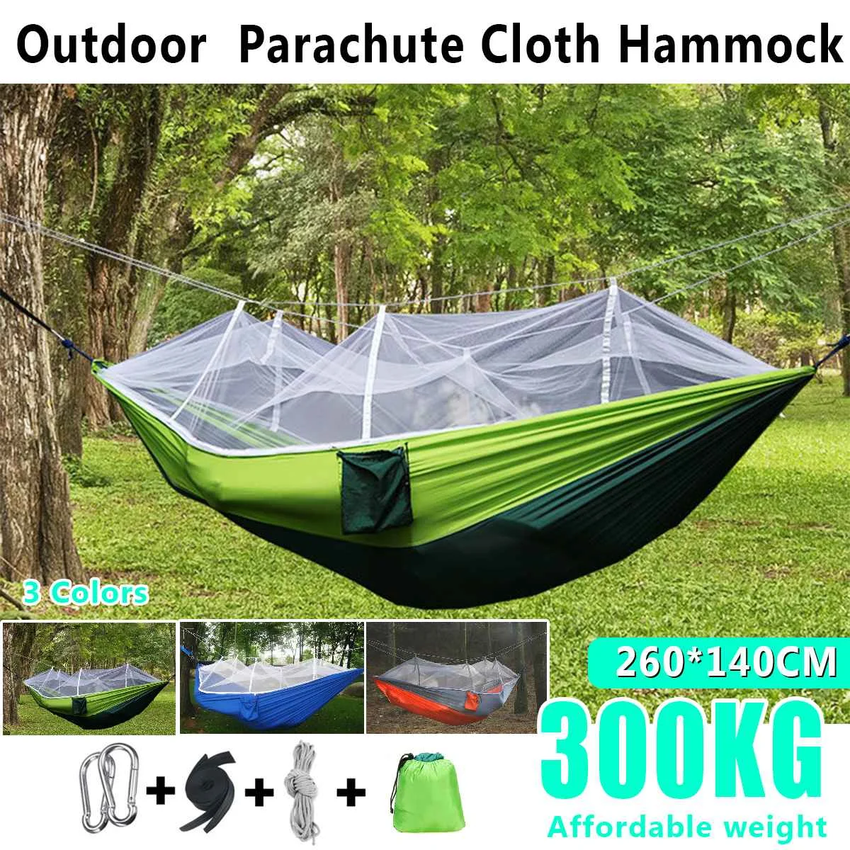 Camping Hammock with Mosquito Net Tent 2 Person Hanging Bed Swing Chair Outdoor 