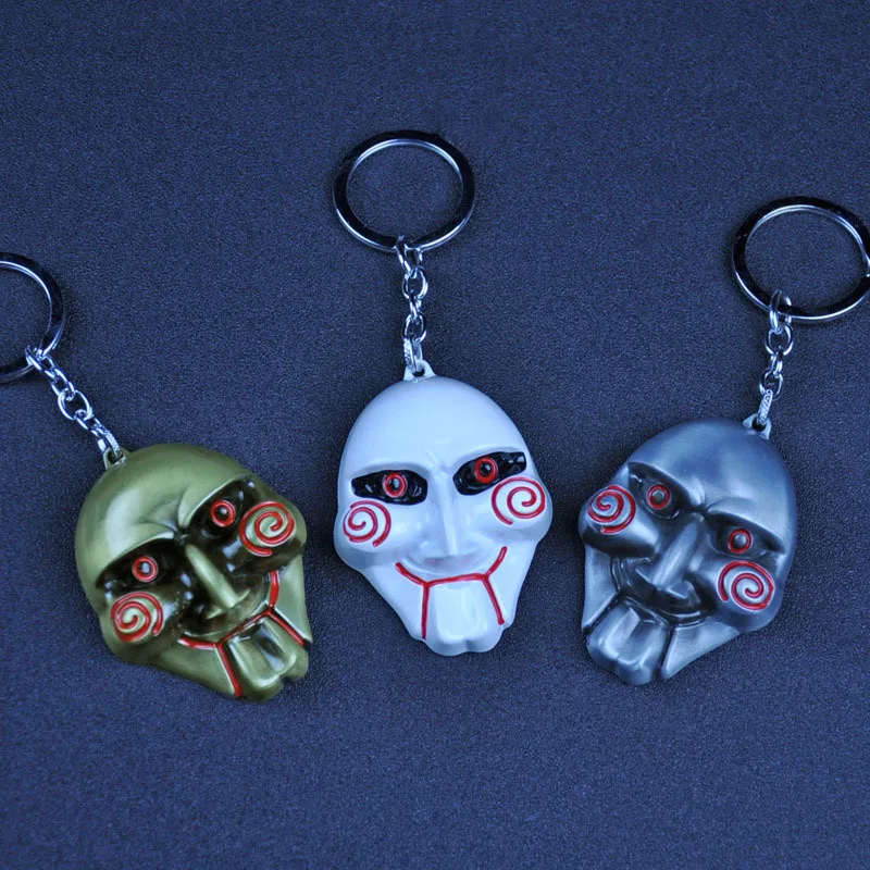Cool The Saw Minimalist Mask Keychains Silver Pendant Key Rings Key Chain Gifts 