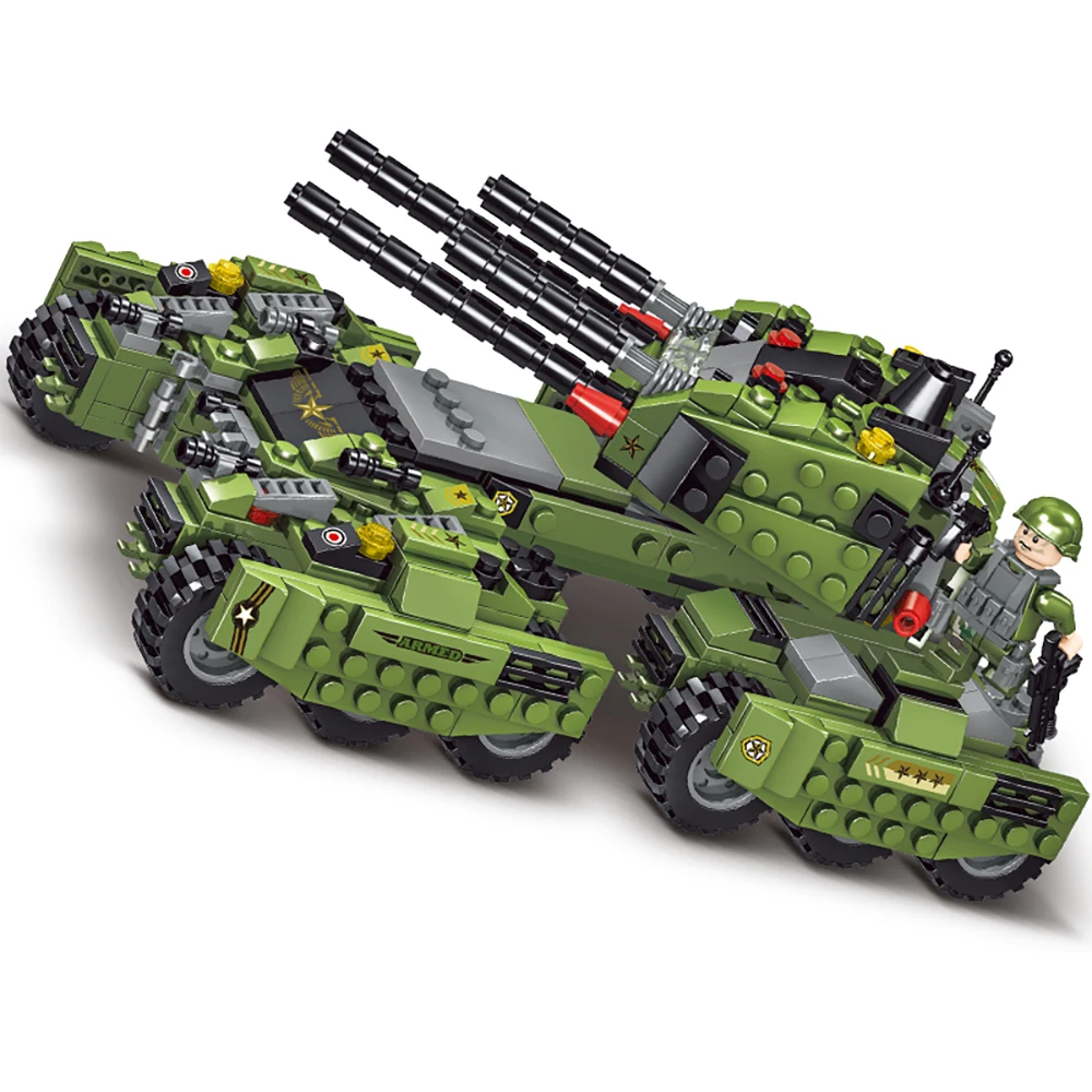 Best 710PCS Tank Building Blocks Helicopter Vehicle Aircraft Boy Toys Figures Educational Blocks Military Compatible LegoED Bricks