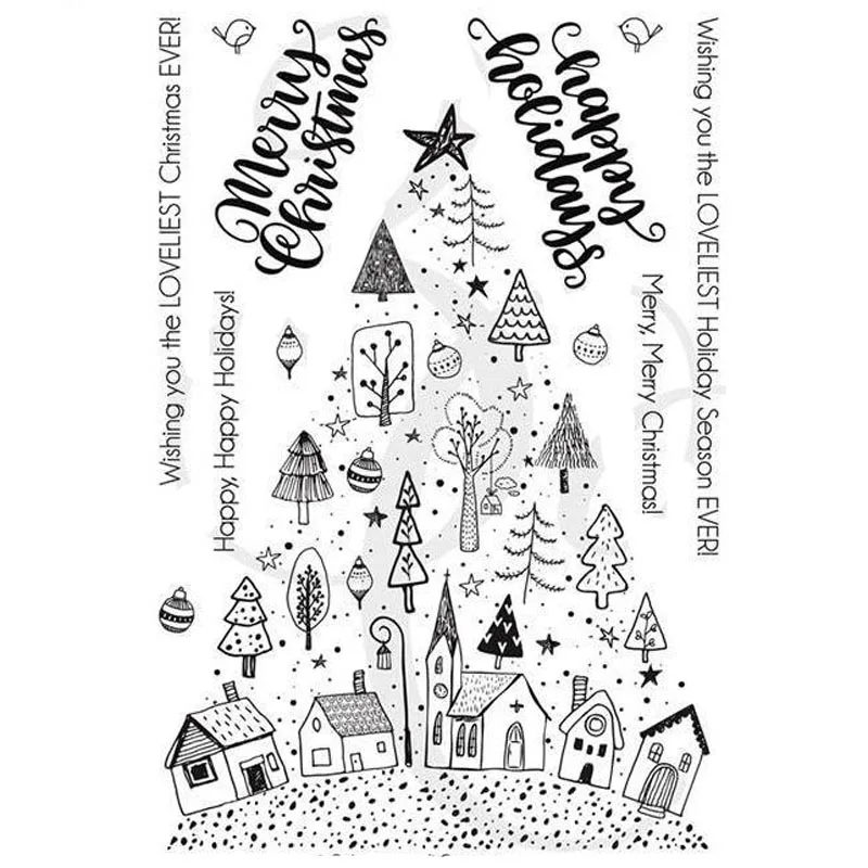 Merry Christmas tree прозрачные штампы/печать для DIY скрапбукинга/фотоальбом Декоративные Листы