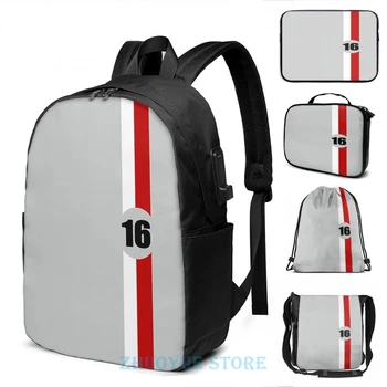 

Funny Graphic print Leclerc 16 USB Charge Backpack men School bags Women bag Travel laptop bag