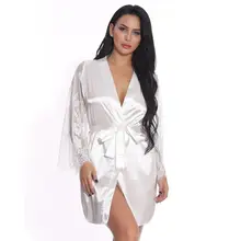 Женское белое кружевное платье с вышивкой, женское кружевное сексуальное нижнее белье, халат Babydoll, нижнее белье, одежда для сна, халат, пояс, пижама-кимоно