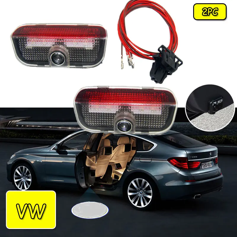 2 шт. логотип светодиод машина дверь лазерный проектор светильник для V-W Passat B5 B6 B7 Golf 5 6 7 GT-I Touran MK5 MK6 CC Ghost Shadow лампа