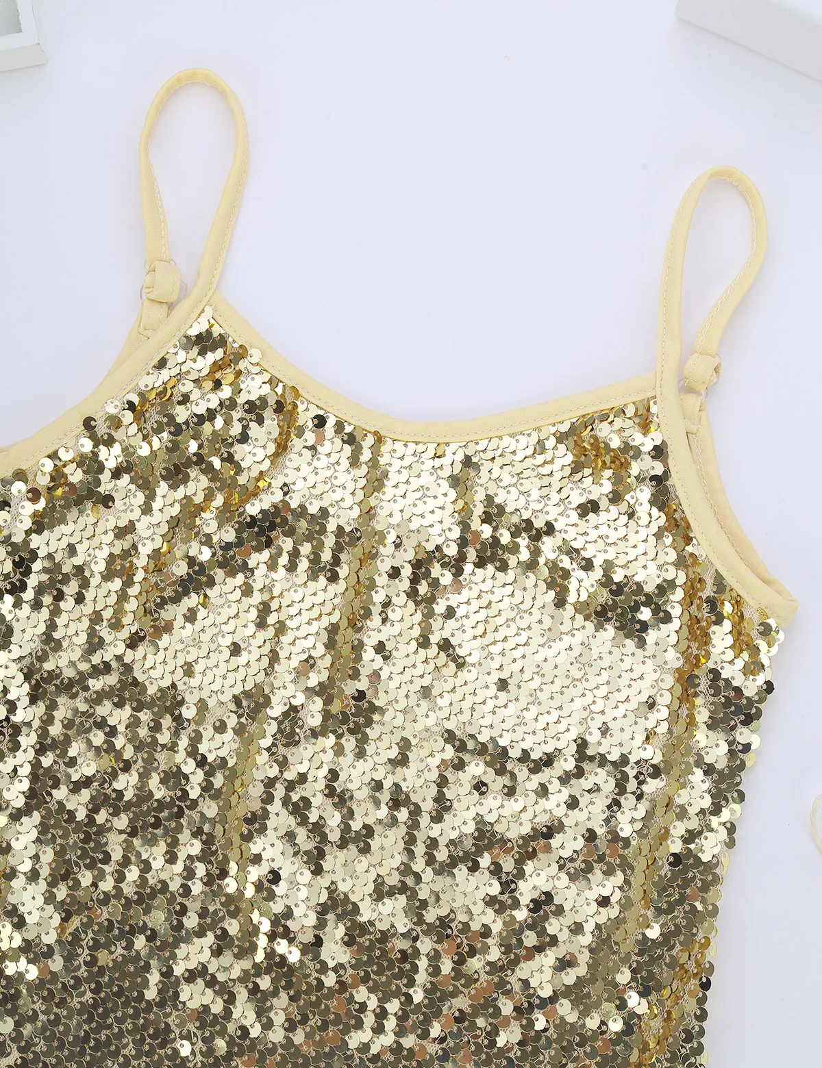 Kids Girls Adjustable Spaghetti Shoulder Straps Sparkly Sequined Tops Tank Top for Dancing Stage Performance,girls tank tops