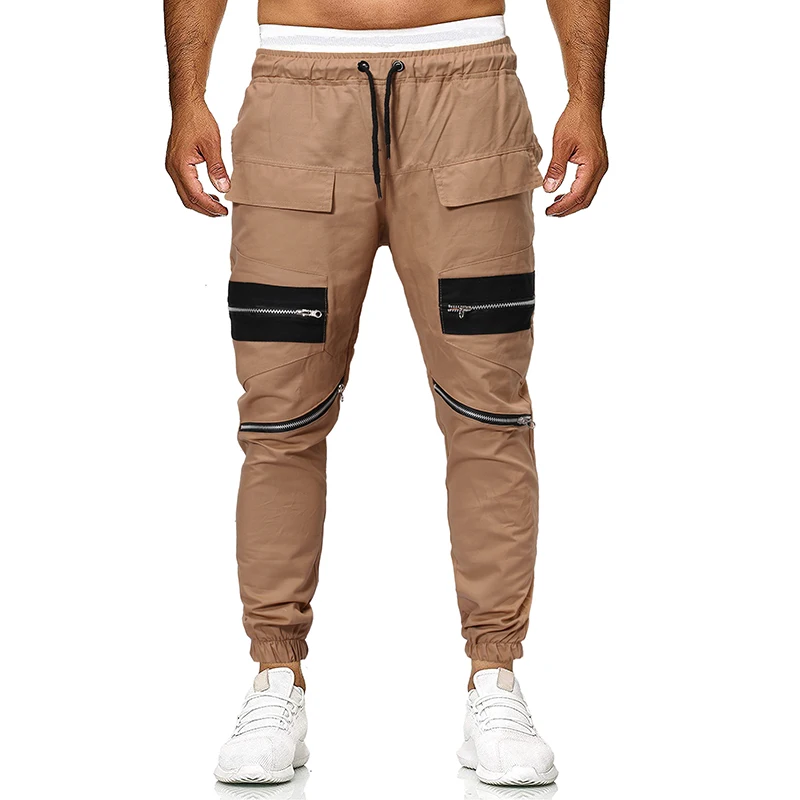 Хаки Мужские штаны уличная джоггеры Pantalon Hombre chandal зимние свободные камуфляжные хип-хоп брюки карго мужские стиль сафари полной длины - Цвет: Хаки