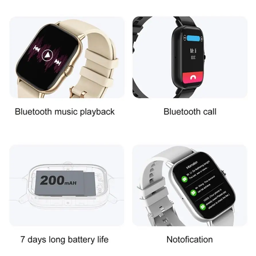 DT94 1.78 inch Bluetooth Call Smart Watch Full Touch Blood Pressure Heart Rate Monitor Smartwatch Wristband for Android IOS