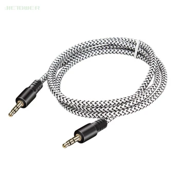 

Hot sale Aux Cable Male to Male Cloth Audio Aux Cable Gold Plug Car Aux Cord Nylon Jack Audio Cable 3.5 mm to 3.5mm 500pcs/lot