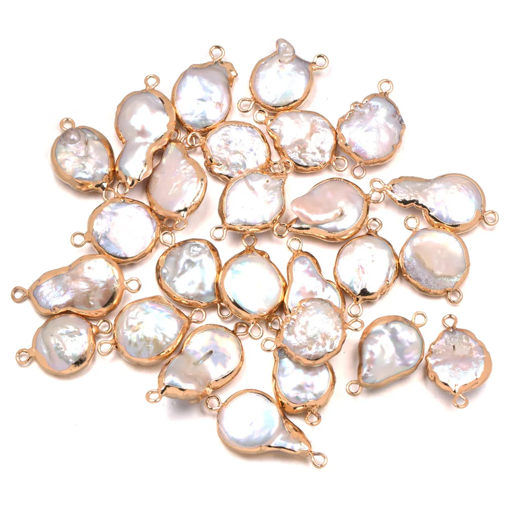 

Natural Freshwater Pearl Pendant irregular shape Double hole connector Pendants for Jewelry Making DIY Necklaces Accessories