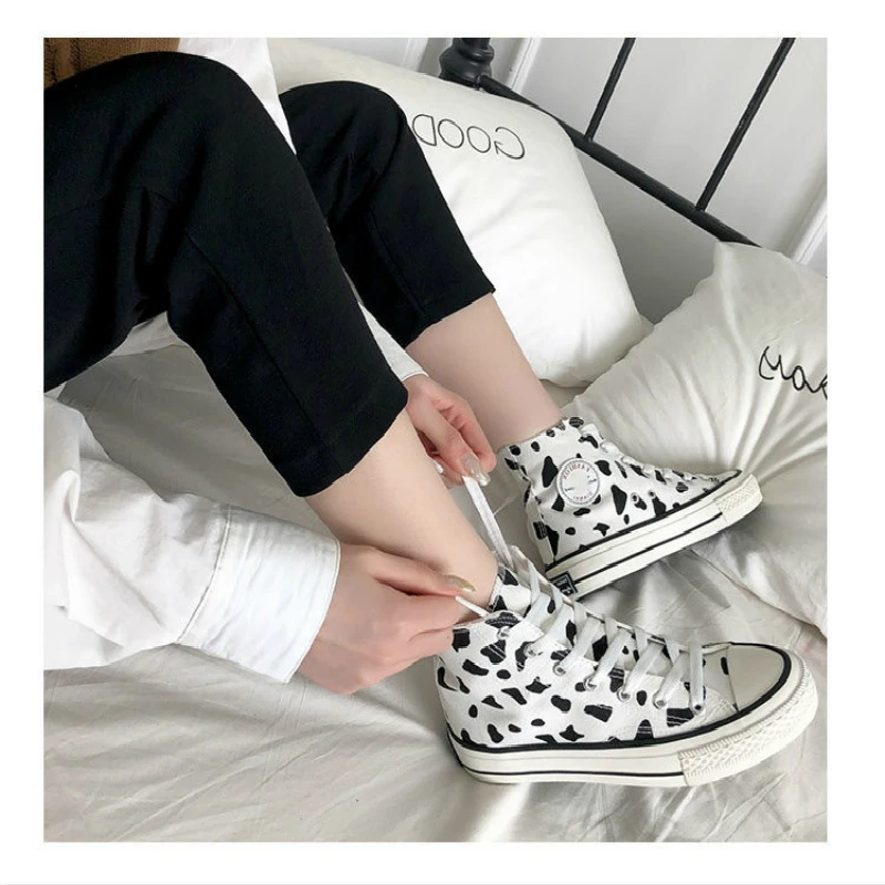 Женские холщовые кроссовки Уличная обувь с высоким берцем повседневные