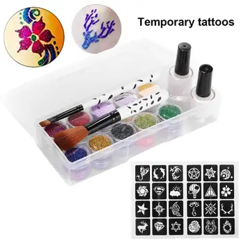 

Glitter Temporary Tattoo Set Flash Diamond Glitter Flash Powder For Temporary Tattoo Set Kids Face Body Painting Art Tools